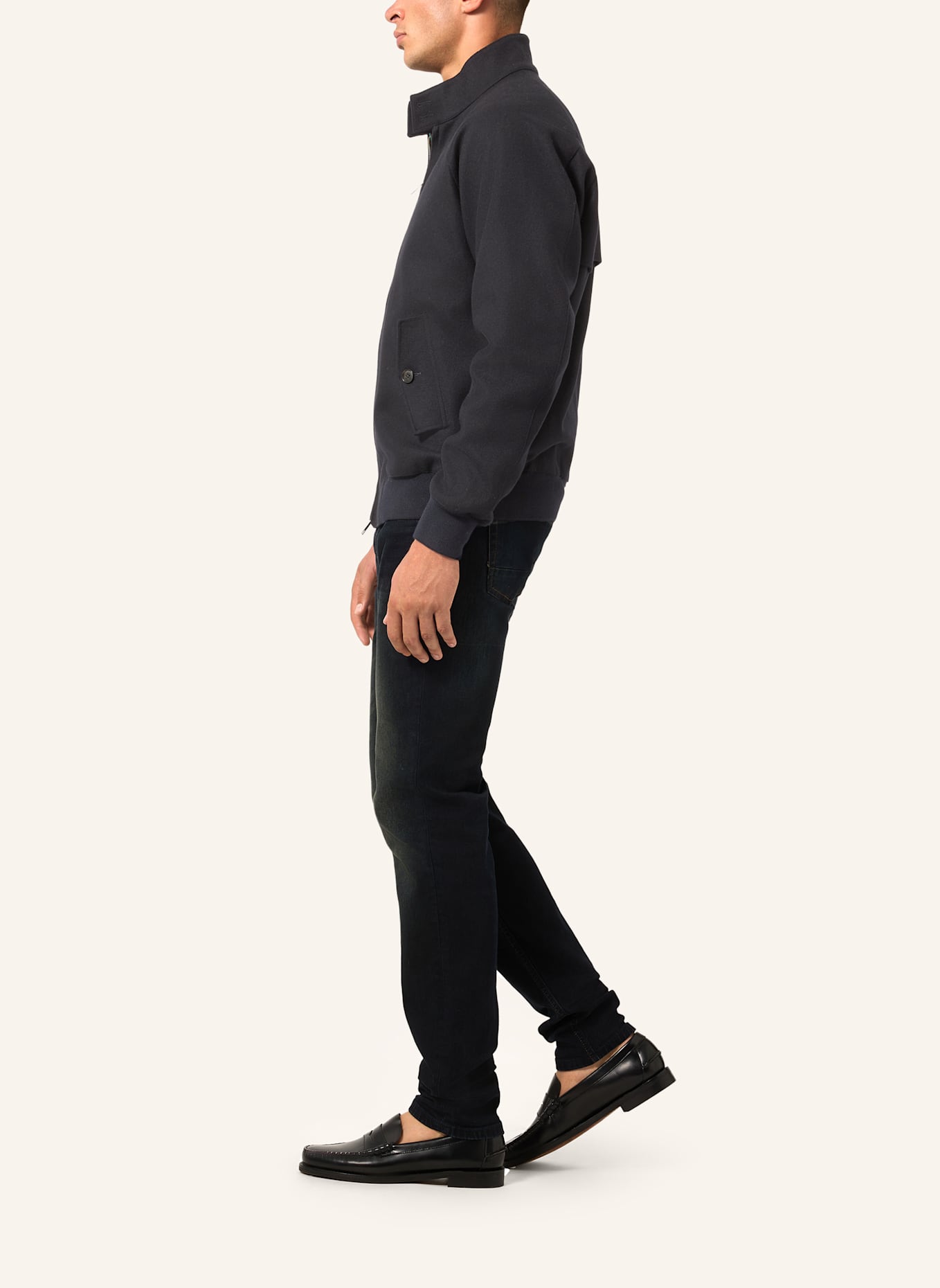 BARACUTA Jacke G9 MELTON WOOL JACKET: BLAU