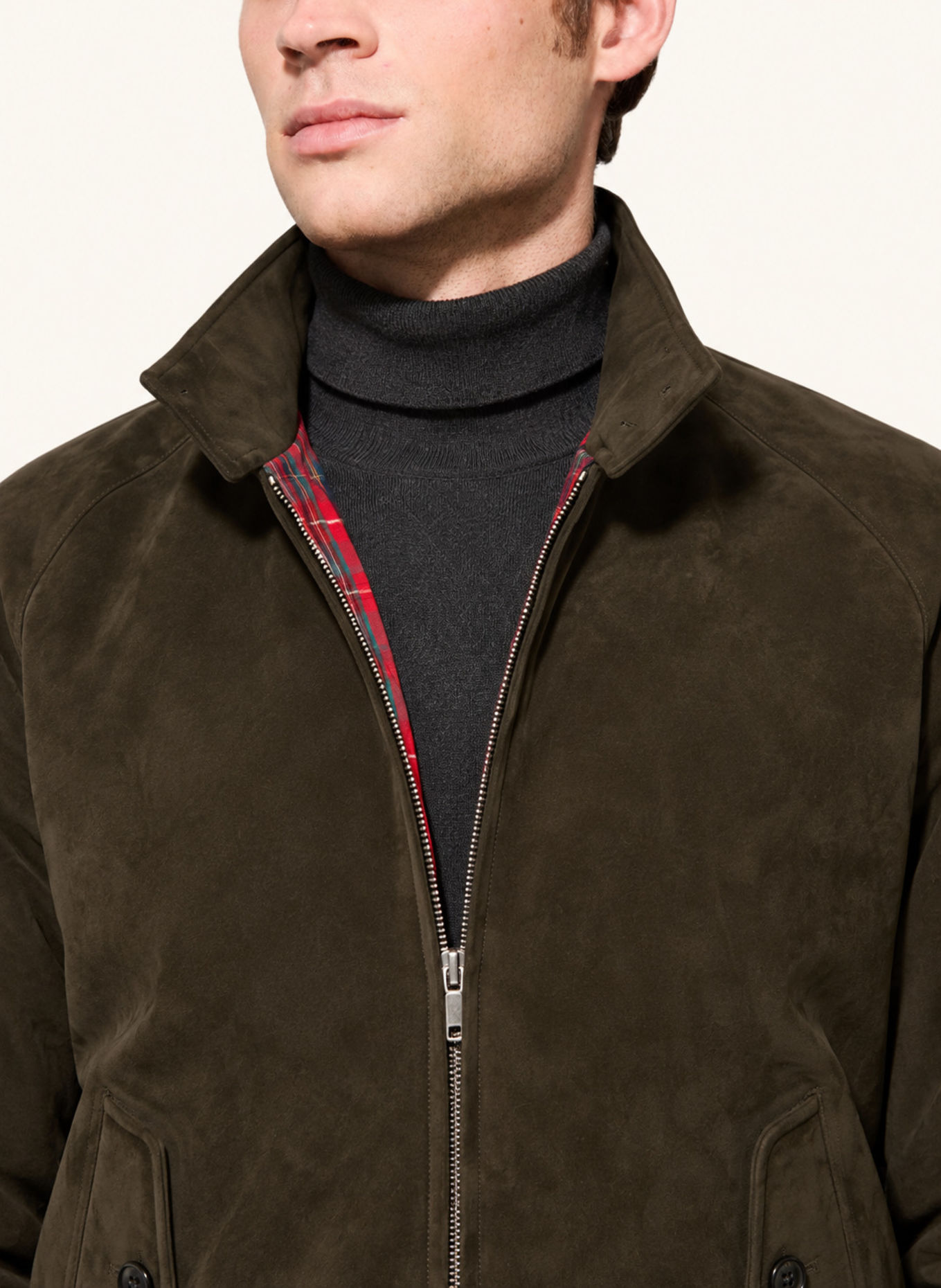 BARACUTA Jacke G9 HARRINGTON SUEDE: DUNKELGRAU