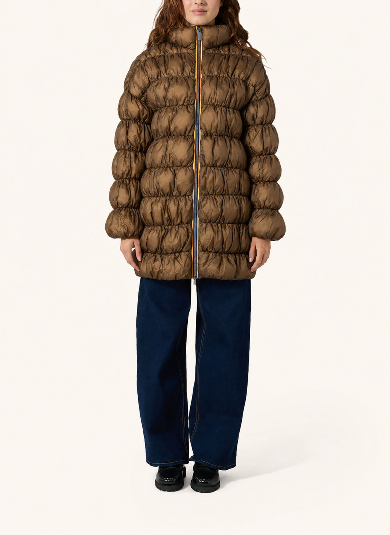 K-WAY Winterjacke JIN MAXI RUFFLES: BRAUN