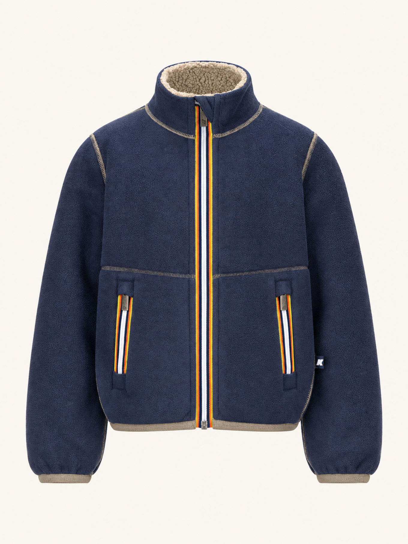K-WAY Funktionsjacke P. PASCAL SHERPA POLAR DOUBLE zum Wenden: DUNKELGRÜN / DUNKELBLAU
