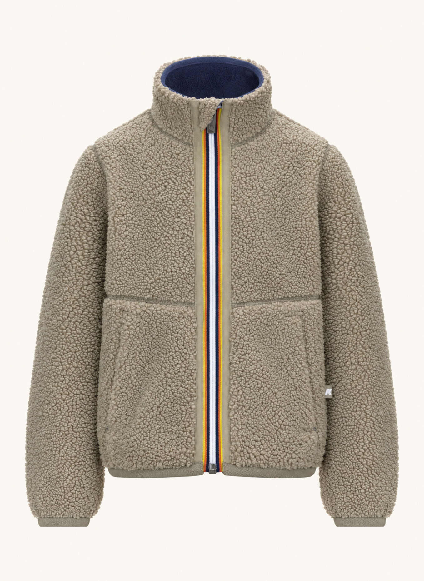 K-WAY Funktionsjacke P. PASCAL SHERPA POLAR DOUBLE zum Wenden: DUNKELGRÜN / DUNKELBLAU