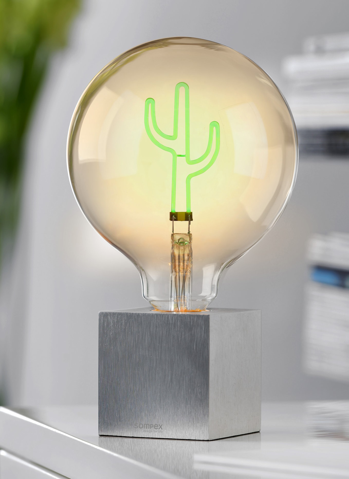 SOMPEX Leuchte LED Filament Leuchtmittel-inkl. Sockel: SILBER/ GRÜN