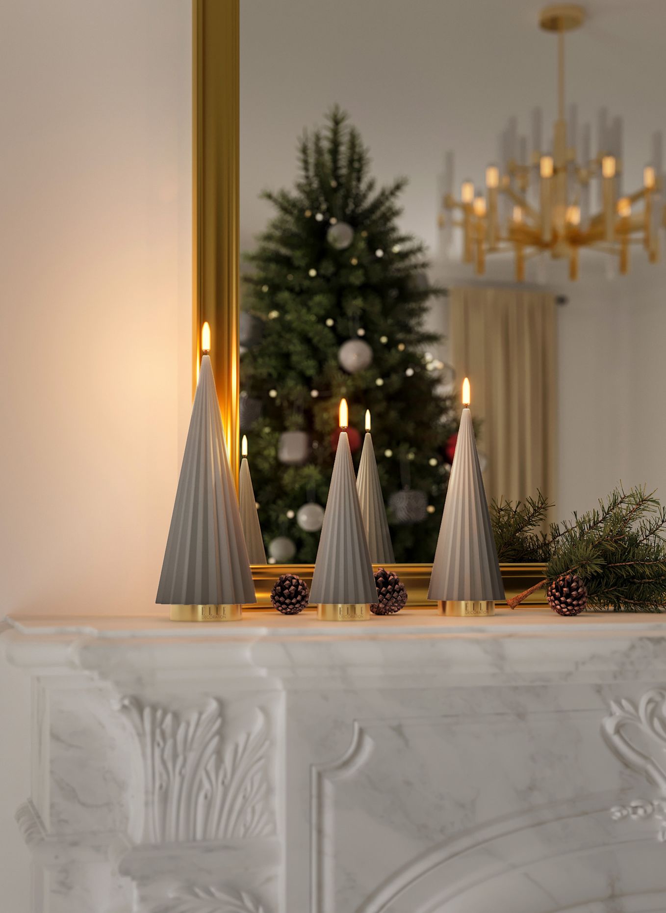 ELLE Decoration BOREAL S LED Candle: TAUPE / DARK BROWN / GRAY