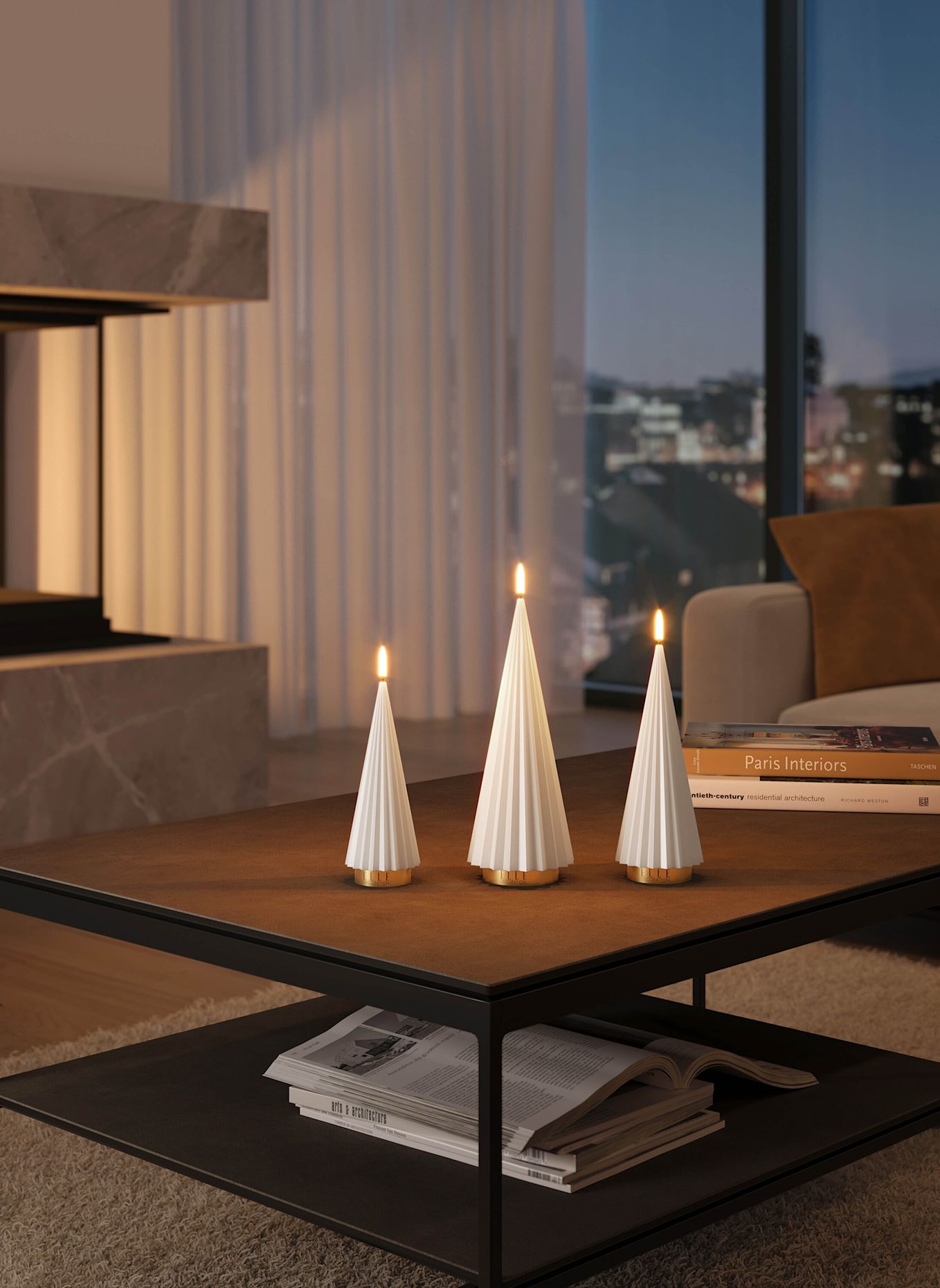 ELLE Decoration BOREAL M LED Candle: WHITE