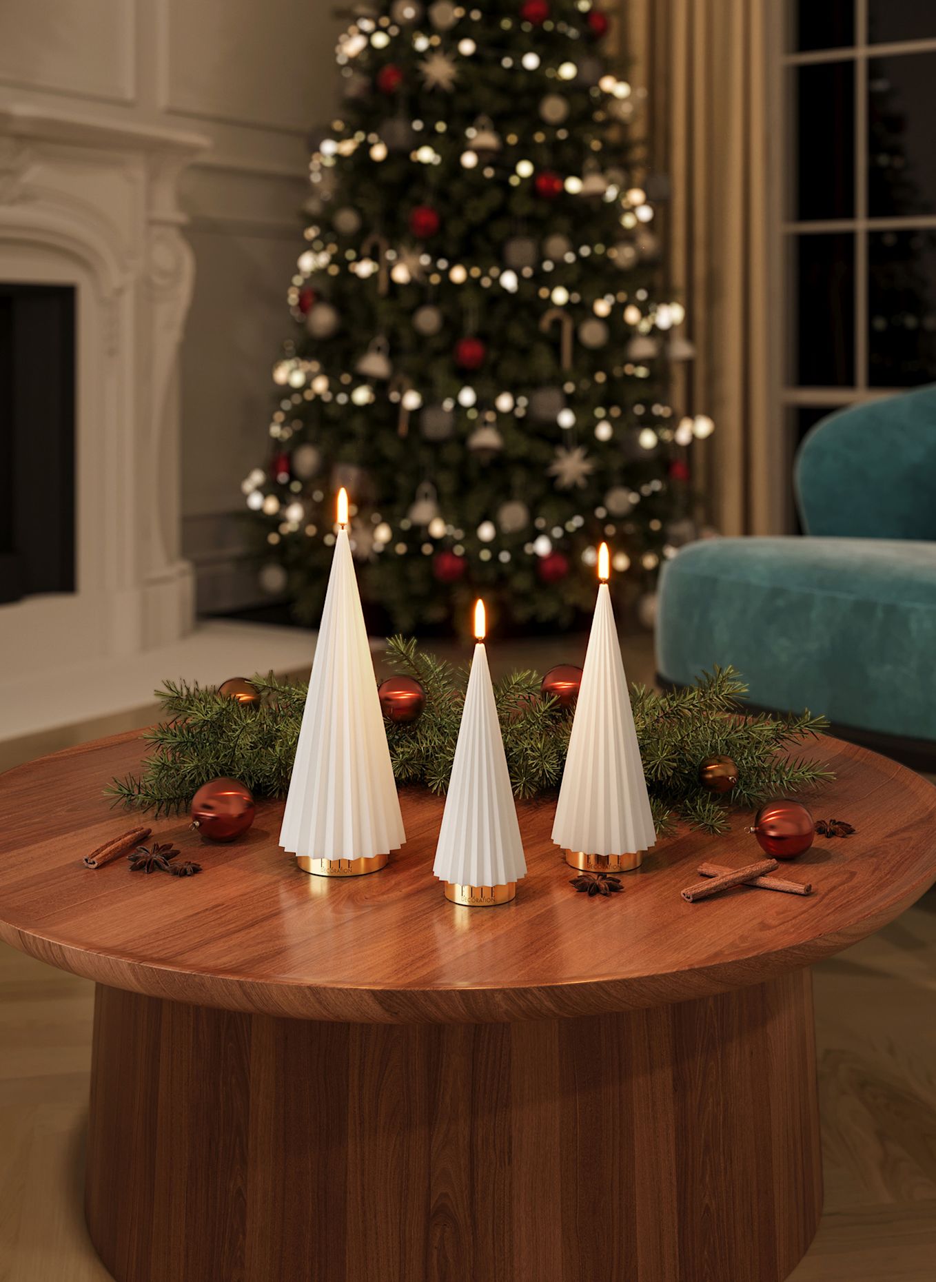 ELLE Decoration BOREAL L LED Candle: WHITE