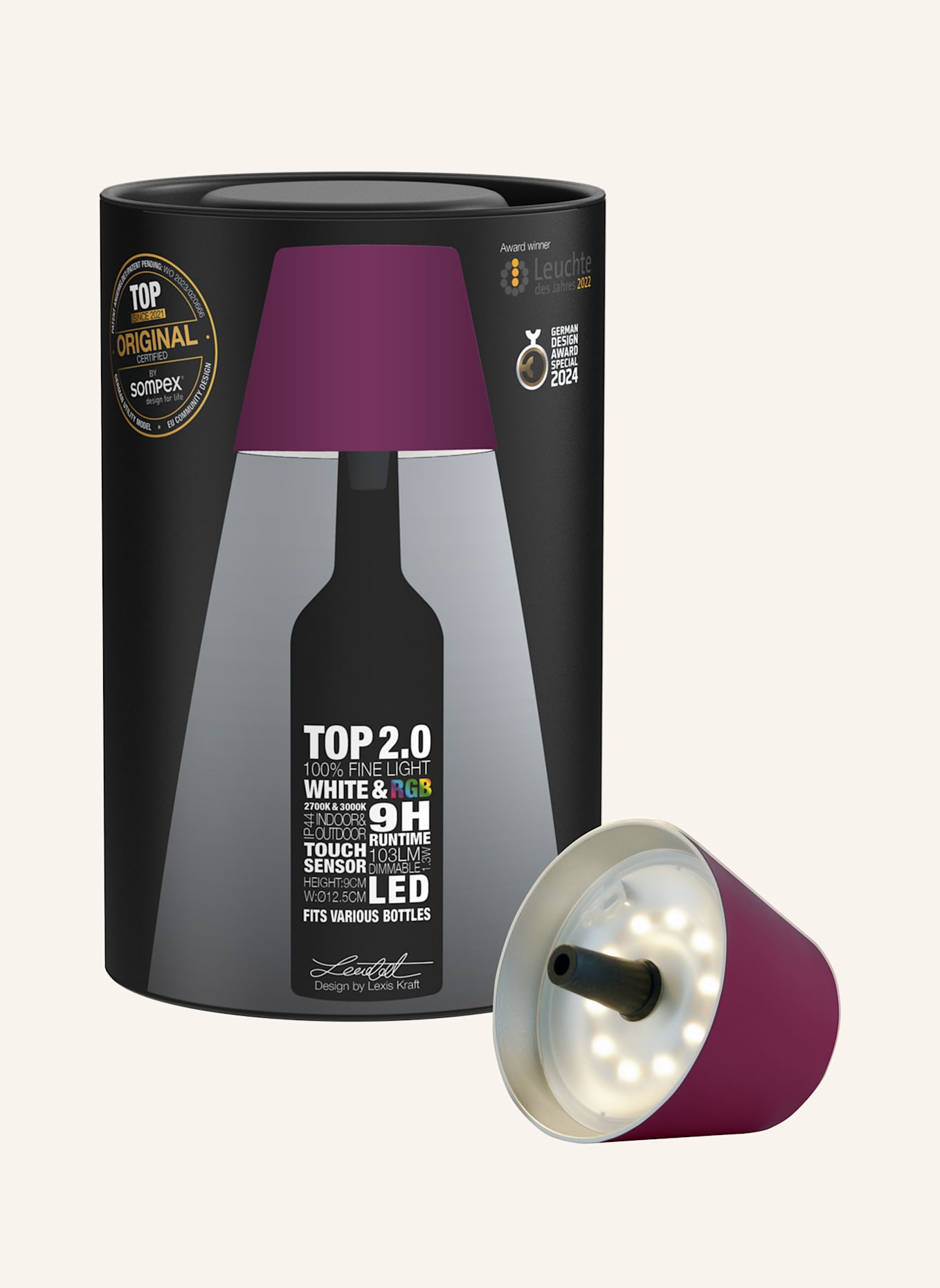 SOMPEX Leuchte TOP2.0: DUNKELROT