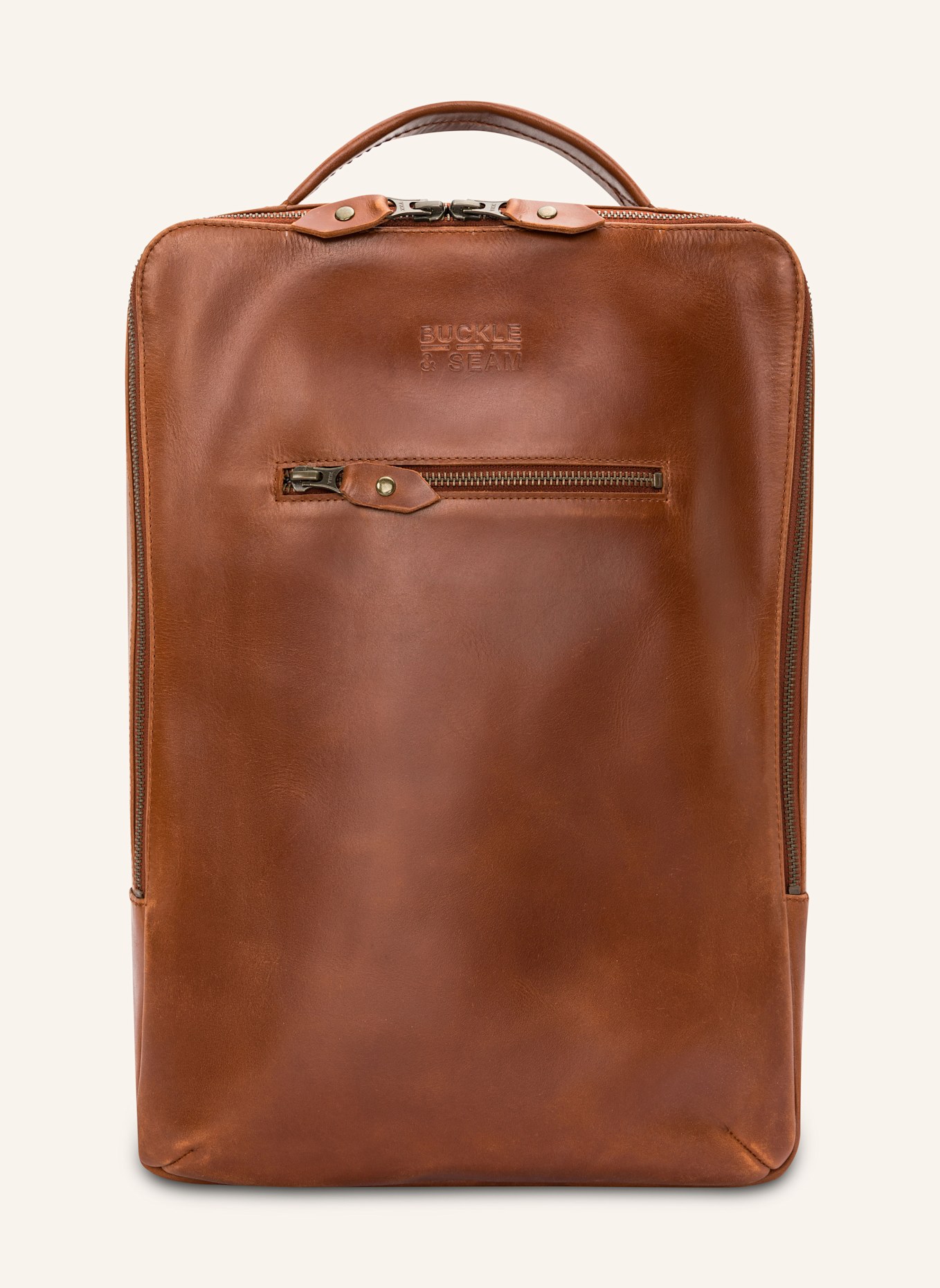 BUCKLE & SEAM Rucksack LEON mit Laptop-Fach: COGNAC