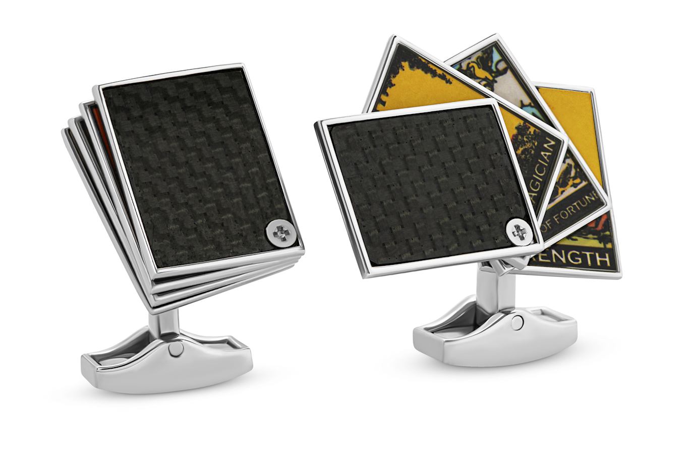 TATEOSSIAN Diamond Giza square Manschettenknöpfe Palladium plated: SCHWARZ