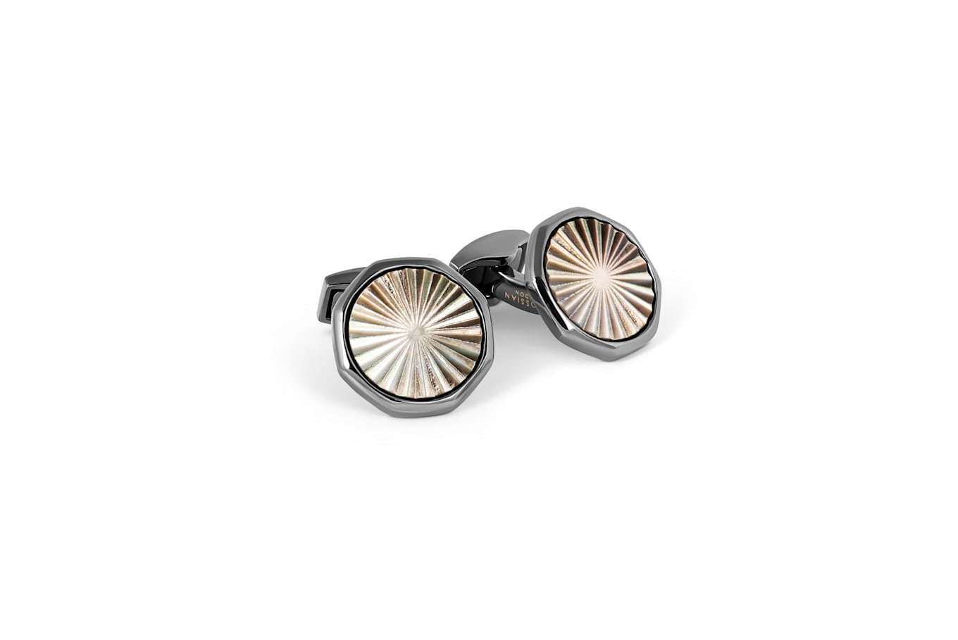 TATEOSSIAN Orbit Gear Manschettenknöpfe in Gelbgold beschichtet & Blau Emaille: SCHWARZ