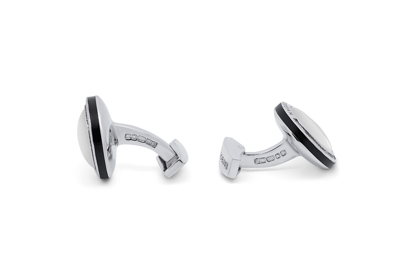 TATEOSSIAN Signature Round Manschettenknöpfe: WEISS