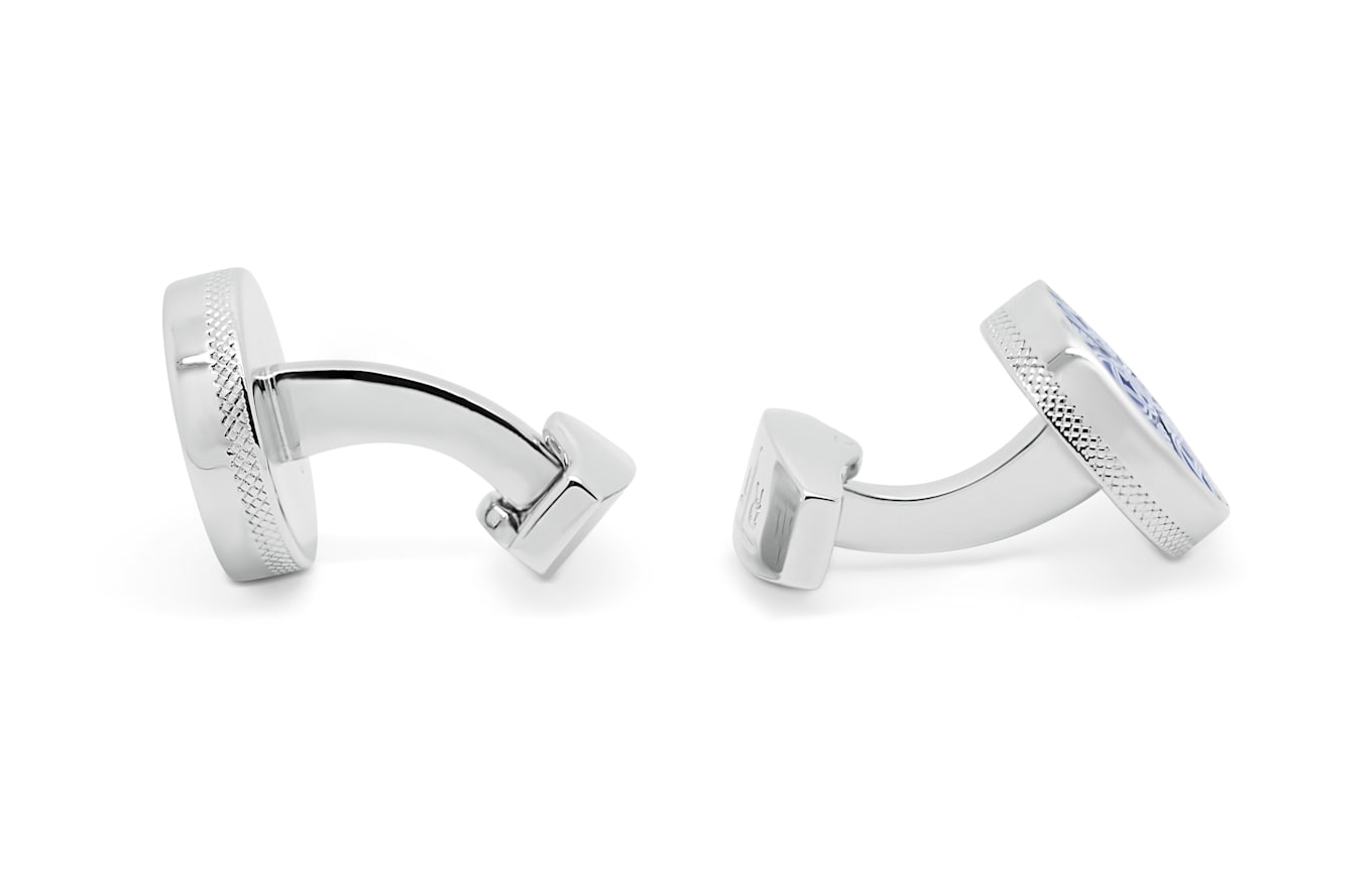 TATEOSSIAN Star Weave Manschettenknöpfe with blue enamel and white bronze plated: BLAU