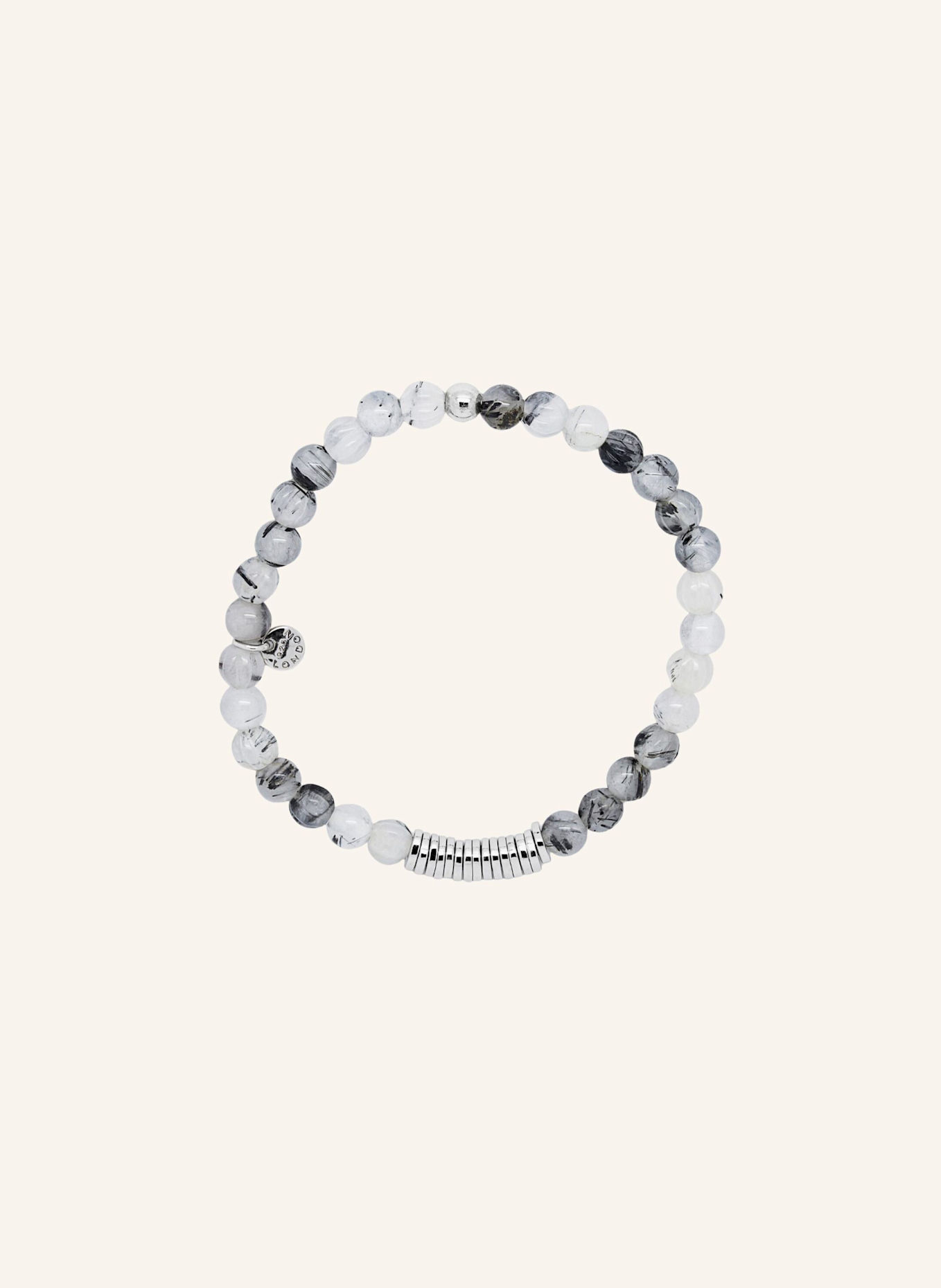TATEOSSIAN ARMBAND Runde Scheibe perlenbesetzt: GRAU