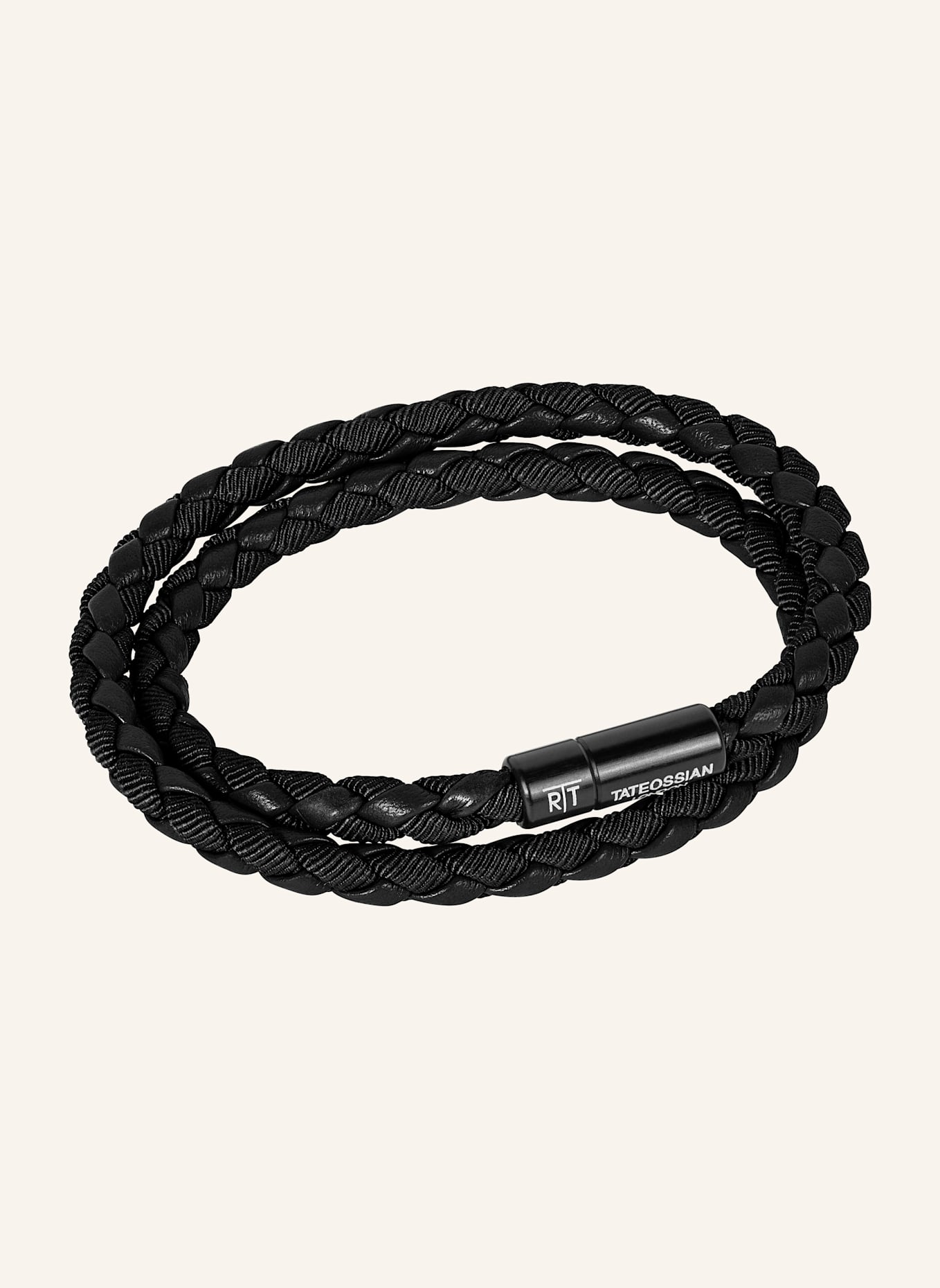 TATEOSSIAN Armband aus Öko-Leder mit Aluminiumverschluss: SCHWARZ