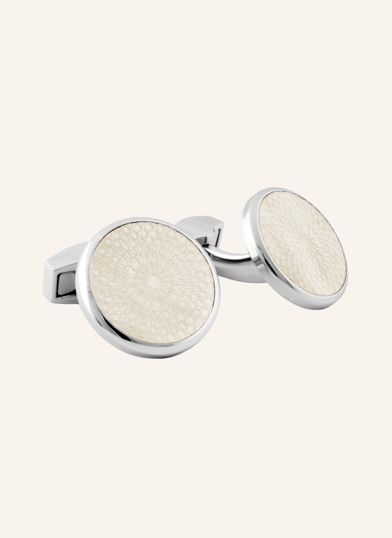 TATEOSSIAN Manschettenknöpfe ROTONDO GUILLOCHE: WEISS