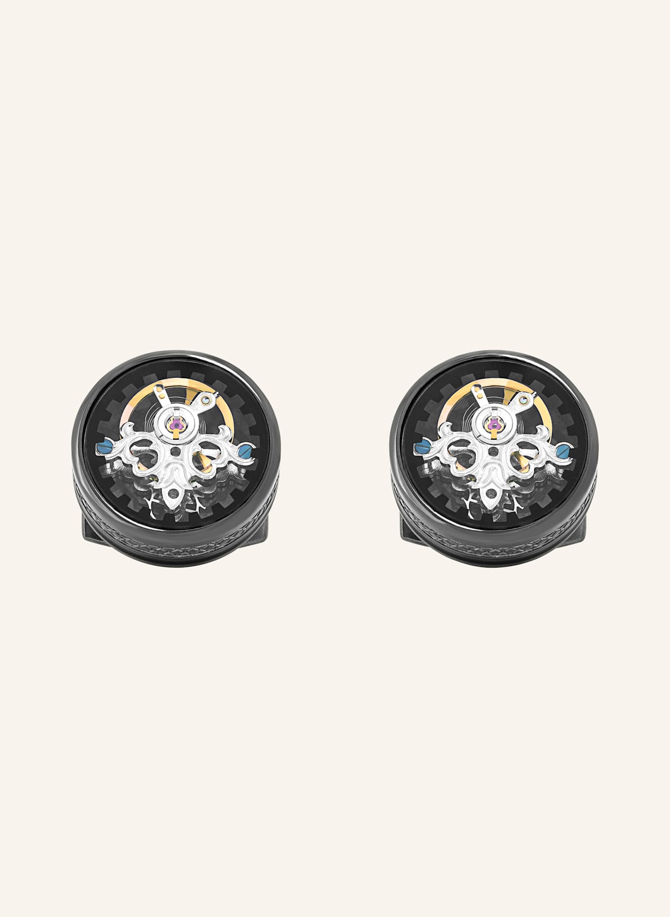 TATEOSSIAN Manschettenknöpfe TOURBILLON GEAR: SCHWARZ