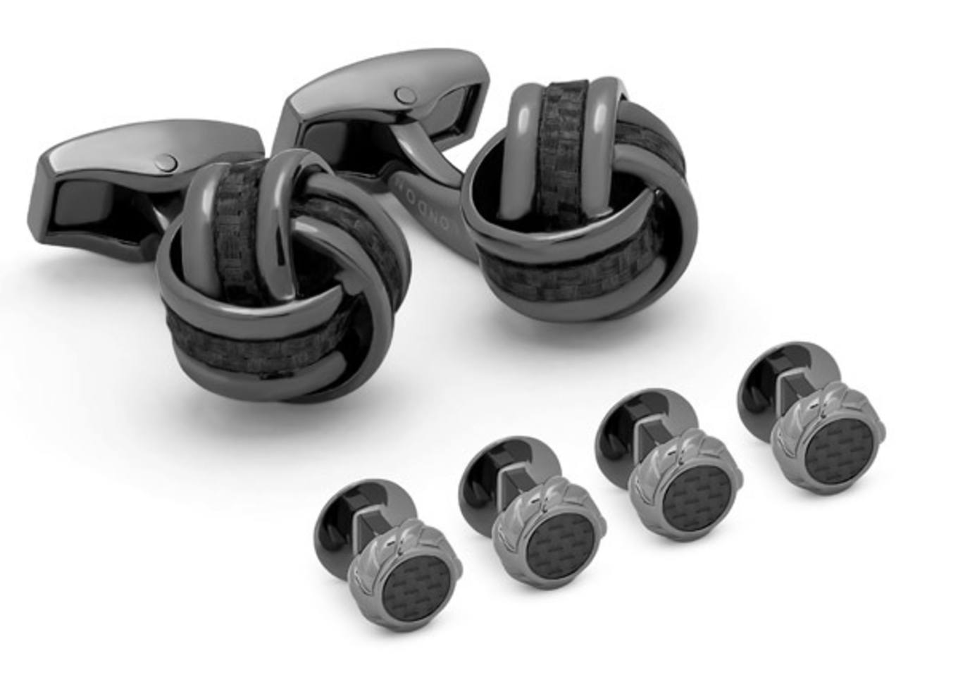 TATEOSSIAN Knot Hemdknopf-Set with Gunmetal plated base metal: SCHWARZ