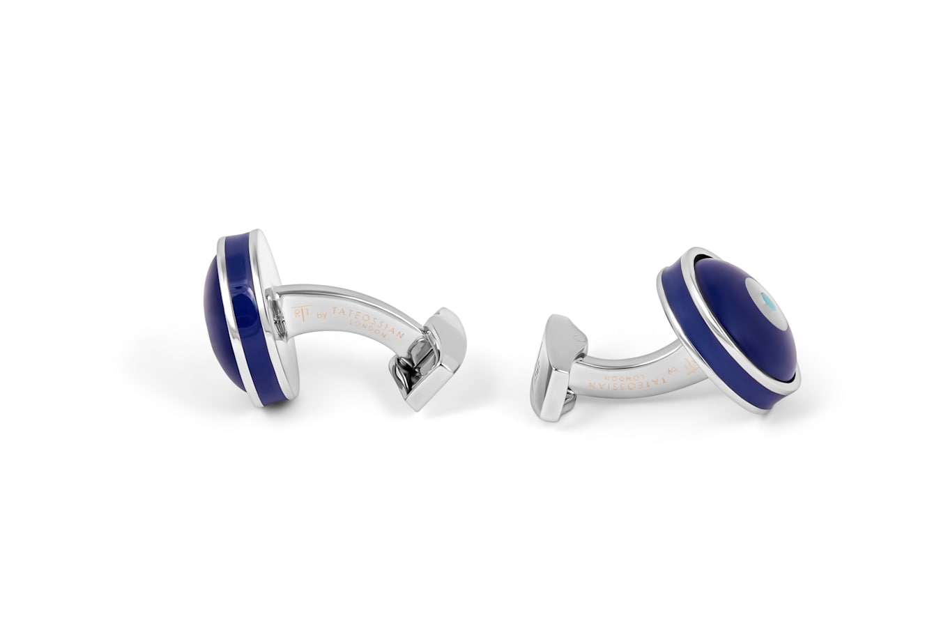 TATEOSSIAN Yellow gold plated Ribbed Knot Manschettenknöpfe: BLAU