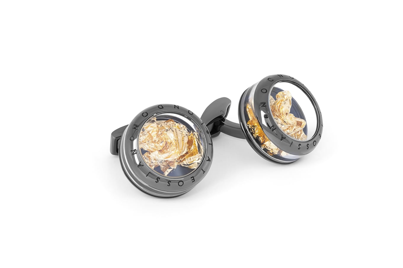 TATEOSSIAN Panorama Precious Gold Leaf Manschettenknöpfe in Gunmetal beschichtet: SCHWARZ