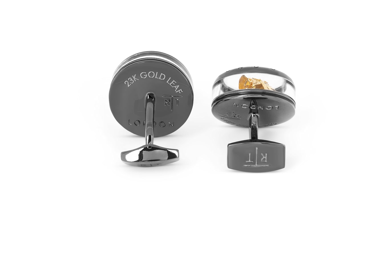 TATEOSSIAN Panorama Precious Gold Leaf Manschettenknöpfe in Gunmetal beschichtet: SCHWARZ