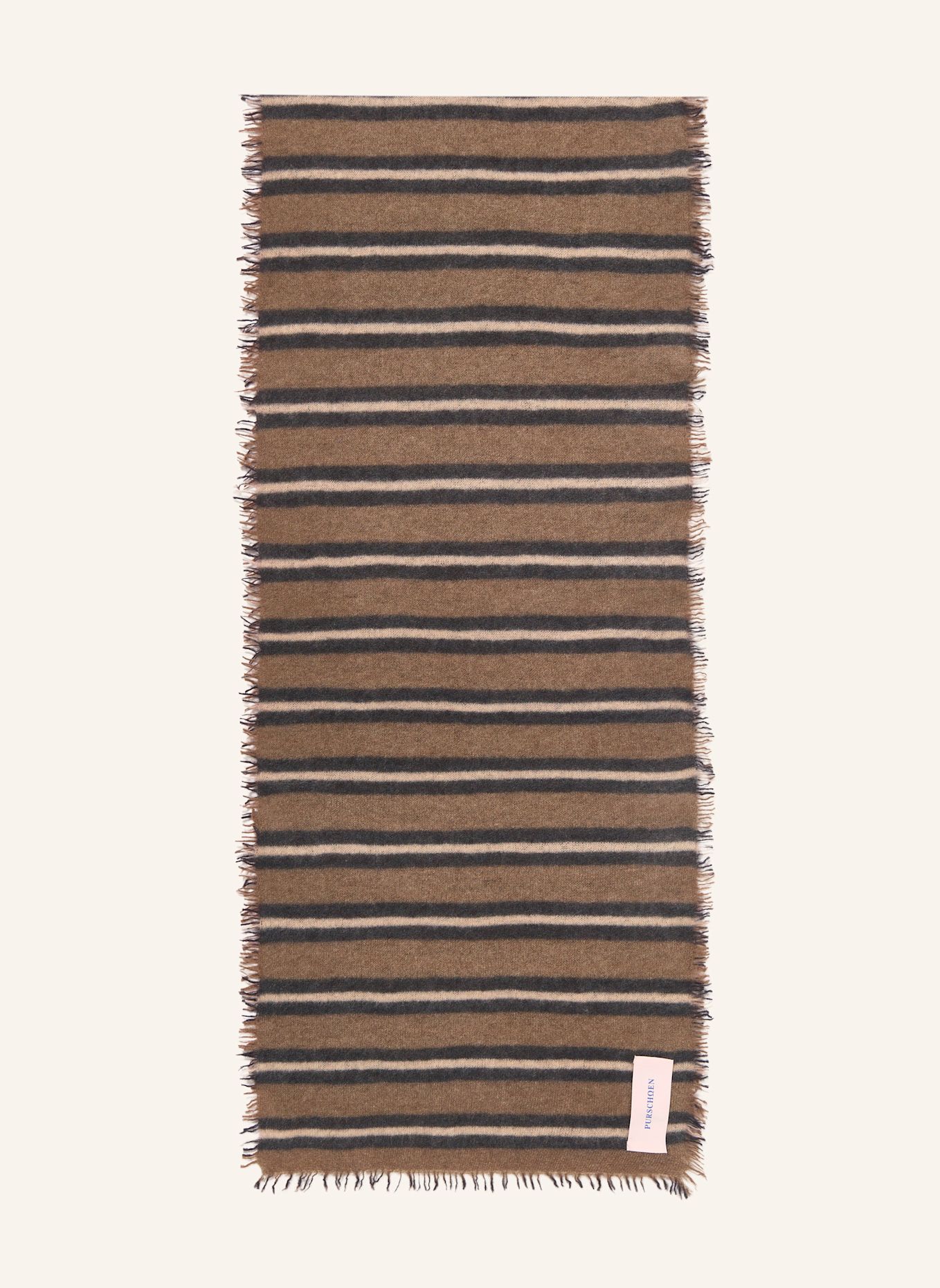 PURSCHOEN Cashmere-Schal SLIM CARMEL STRIPES: GRÜN
