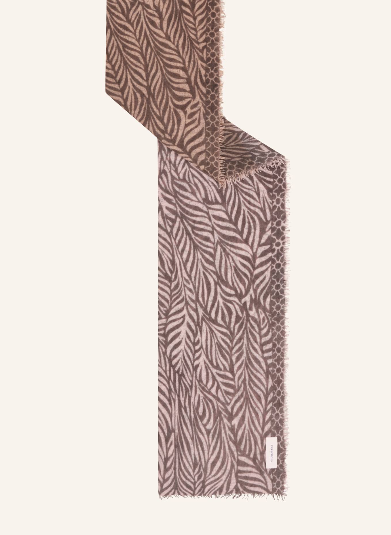 PURSCHOEN Cashmere-Schal LEAFGARDEN: DUNKELBRAUN