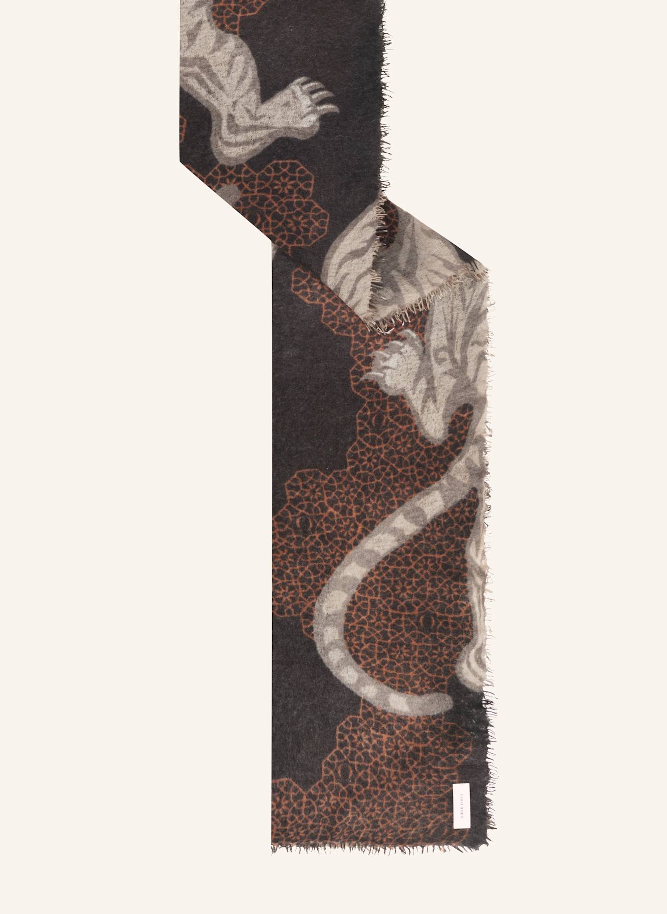 PURSCHOEN Cashmere-Schal BENGAL TIGER: SCHWARZ