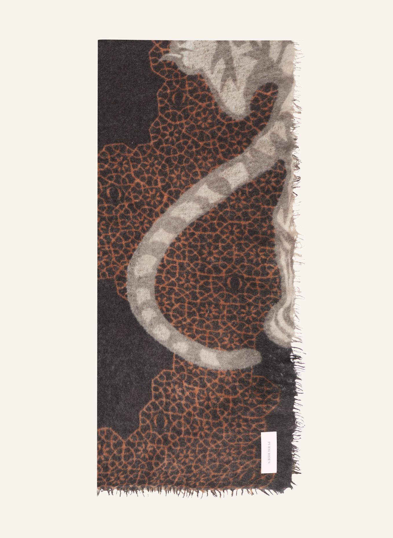 PURSCHOEN Cashmere-Schal BENGAL TIGER: SCHWARZ