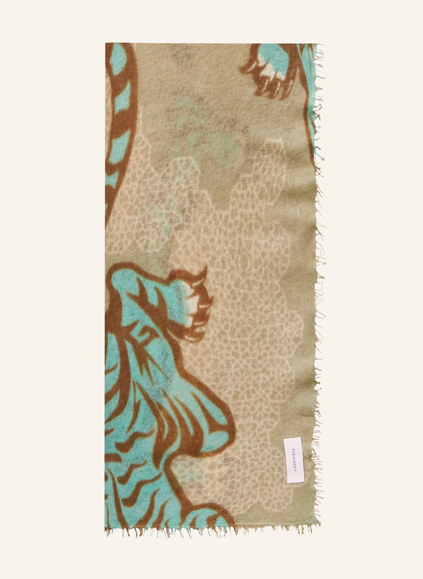 PURSCHOEN Cashmere-Schal BENGAL TIGER: GRÜN