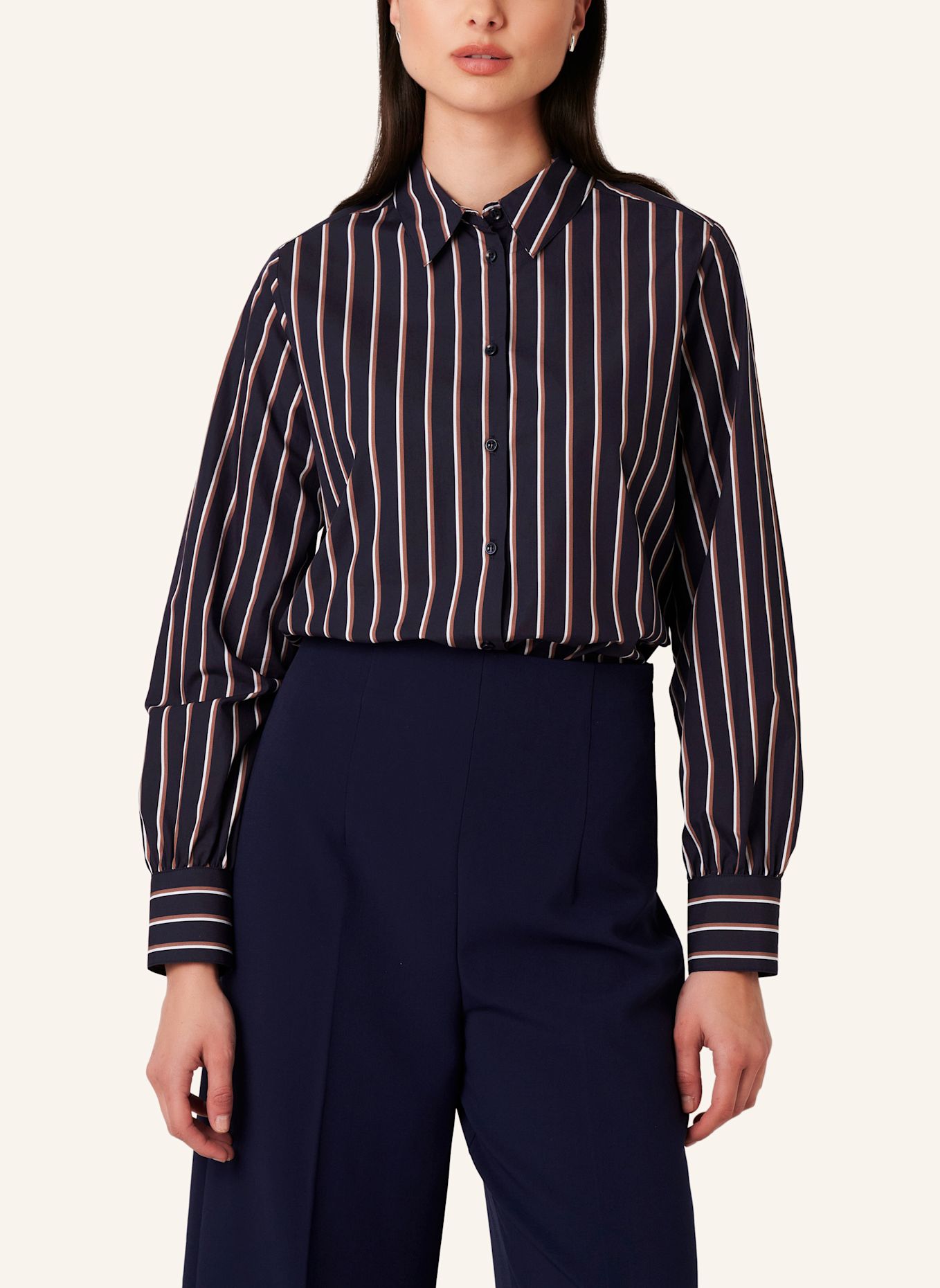 DESOTO Hemdbluse LIZZY: DUNKELBLAU / BRAUN
