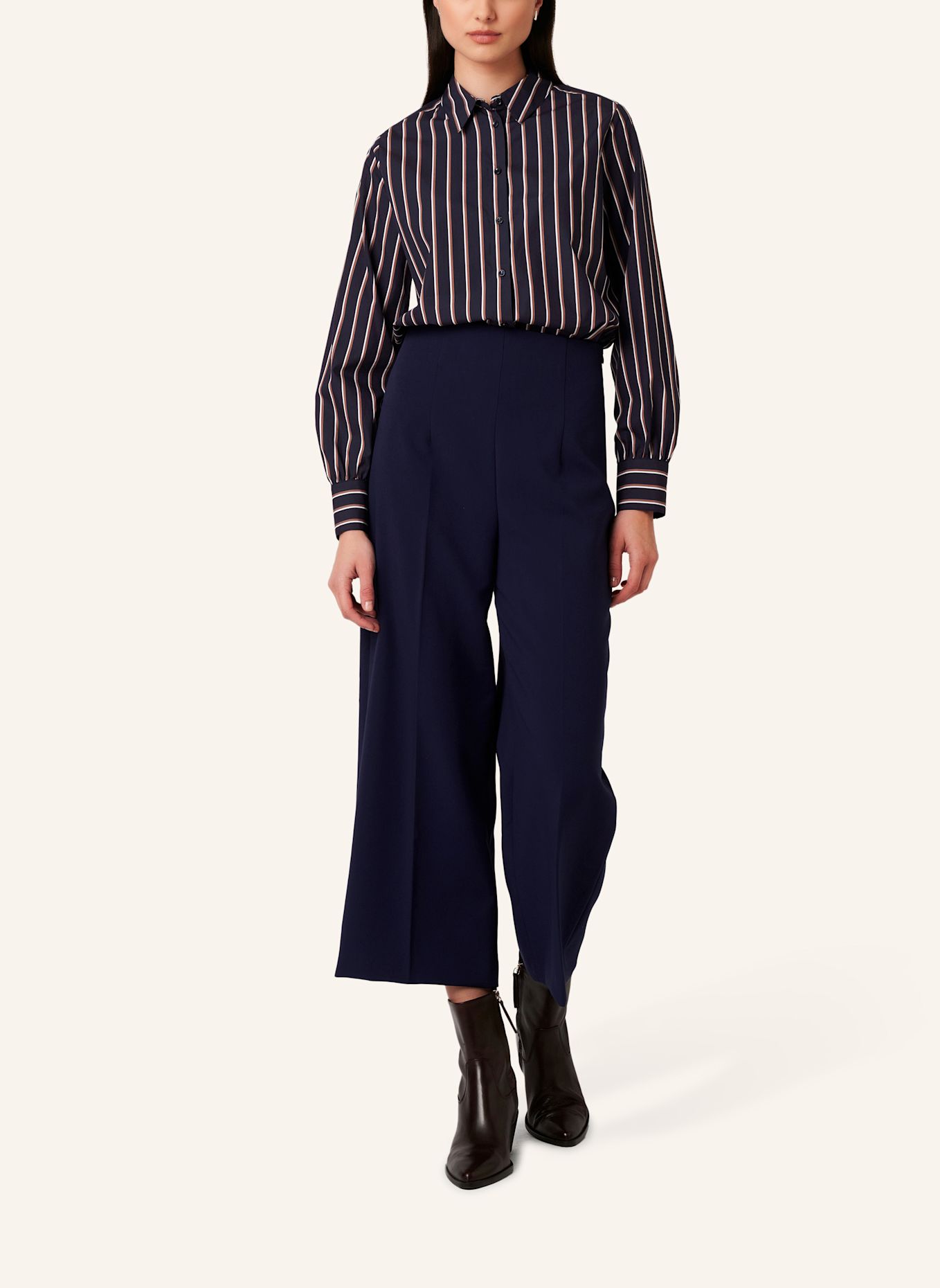 DESOTO Hemdbluse LIZZY: DUNKELBLAU / BRAUN