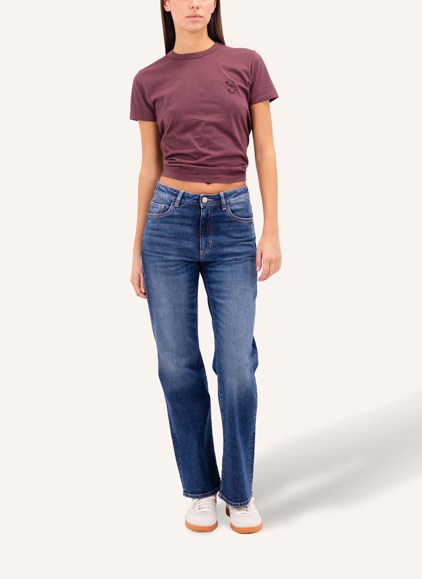 ICON DENIM T-shirt JULIE: DUNKELROT