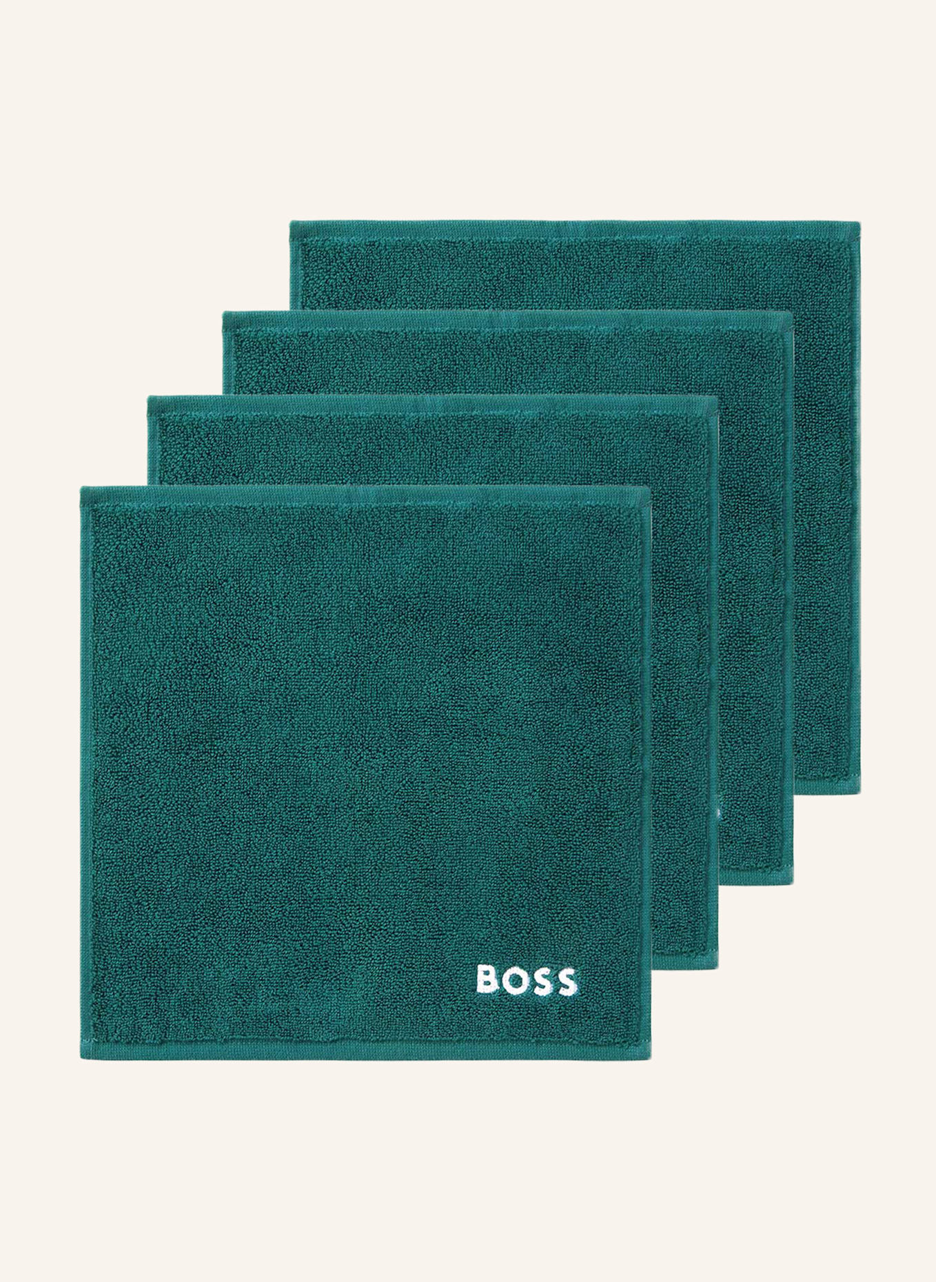 BOSS Waschlappen 4er Set PLAIN: DUNKELGRÜN