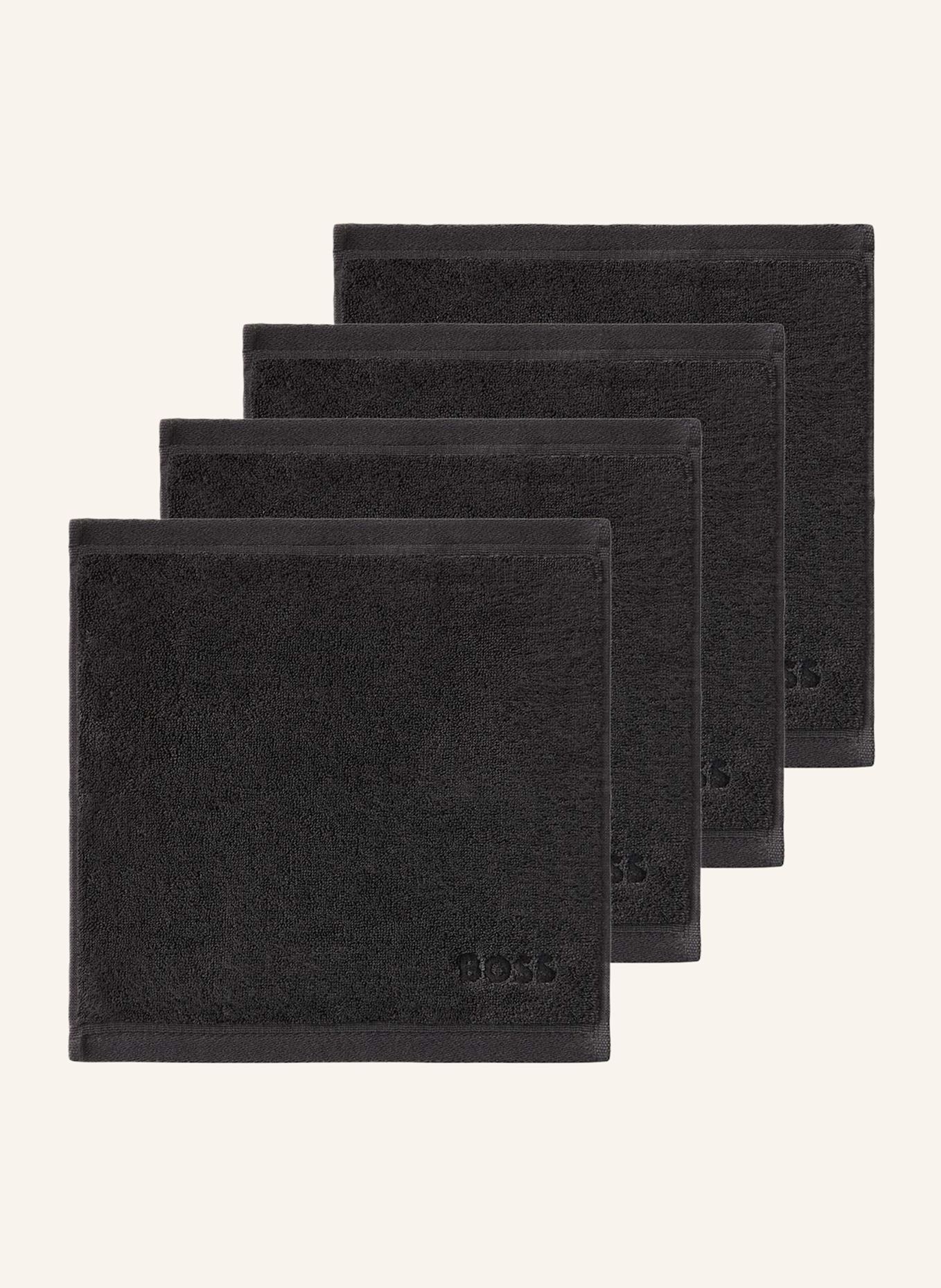 BOSS Waschlappen 4er Set LOFT: SCHWARZ