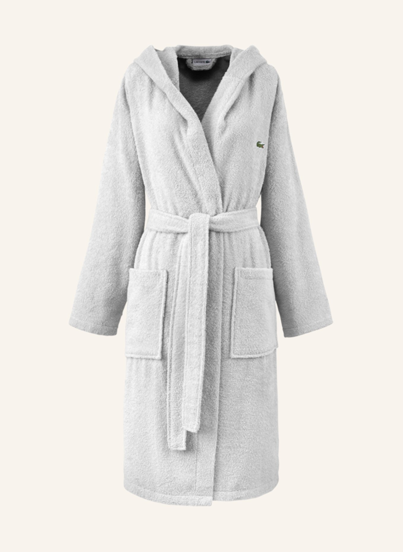 LACOSTE Bademantel LOPEN: HELLGRAU