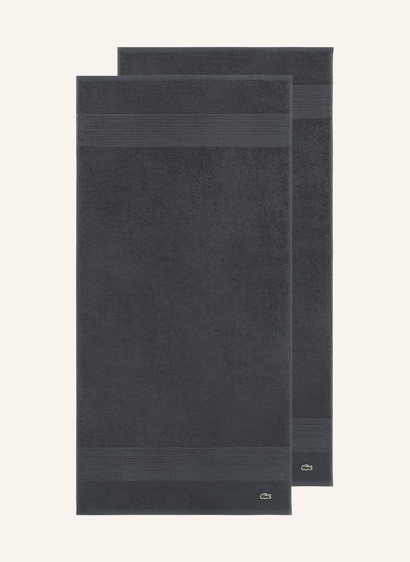 LACOSTE Handtuch 2er Set LLECROCO: DUNKELGRAU