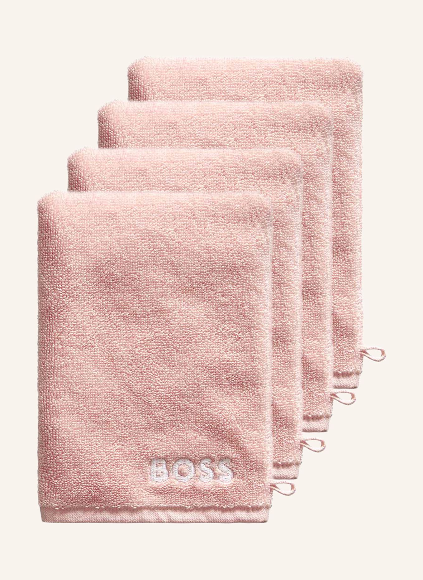 BOSS Waschhandschuh 4er Set PLAIN: HELLROSA