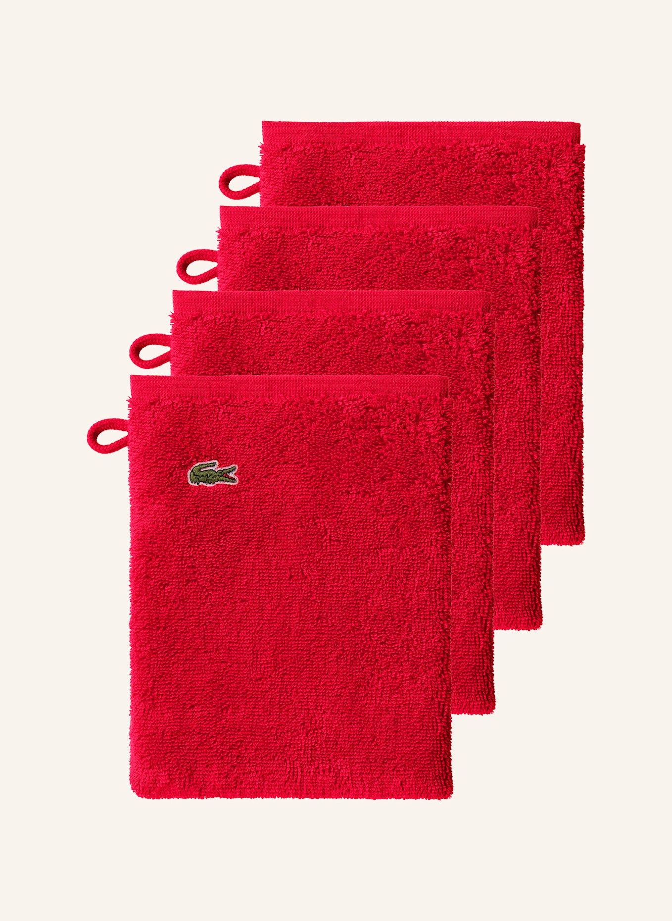 LACOSTE Waschhandschuh 4er Set LLECROCO: ROT