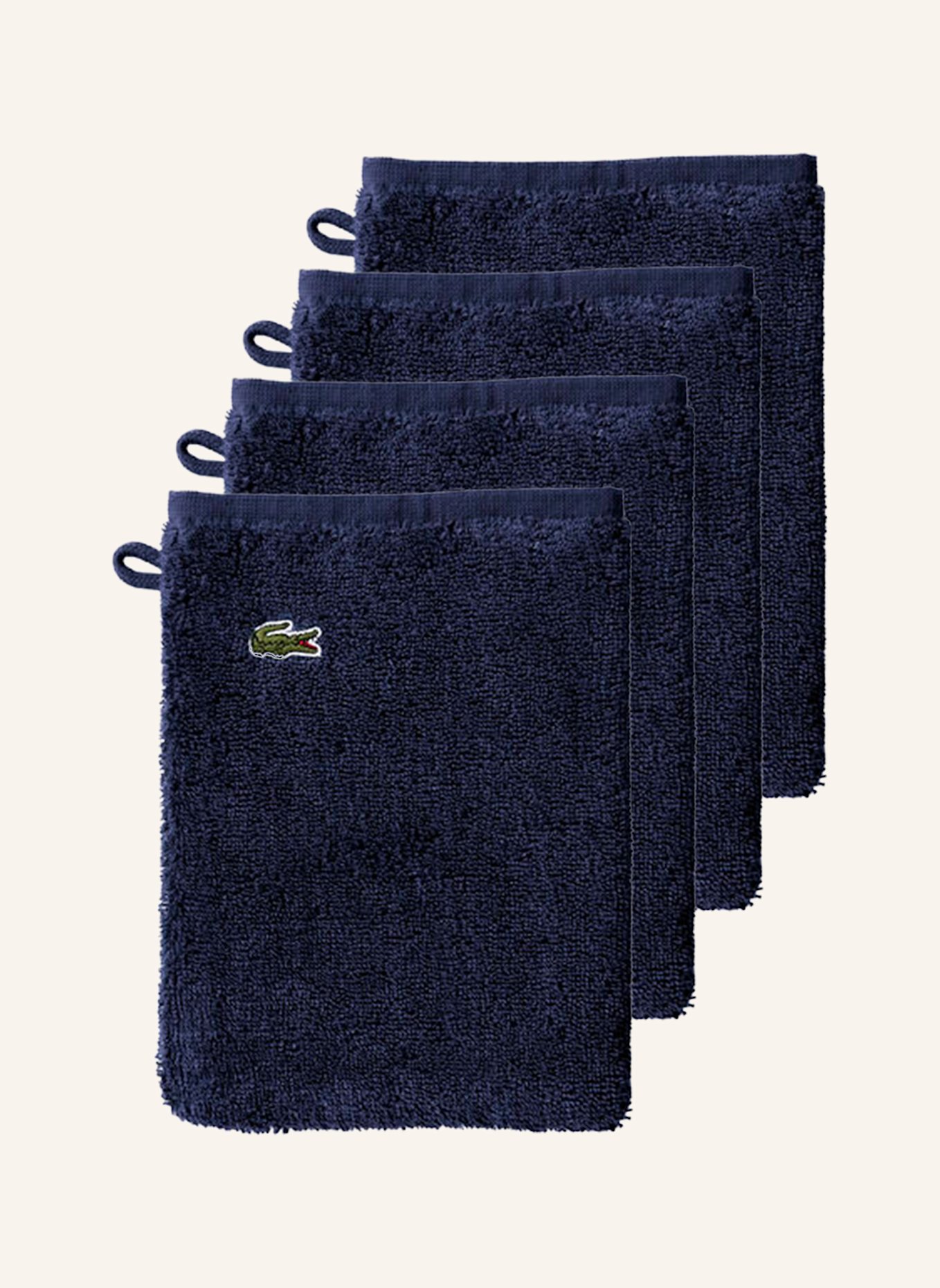 LACOSTE Waschhandschuh 4er Set LLECROCO: DUNKELBLAU