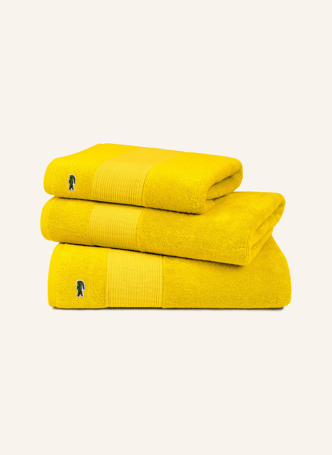 LACOSTE Duschtuch LLECROCO: GELB