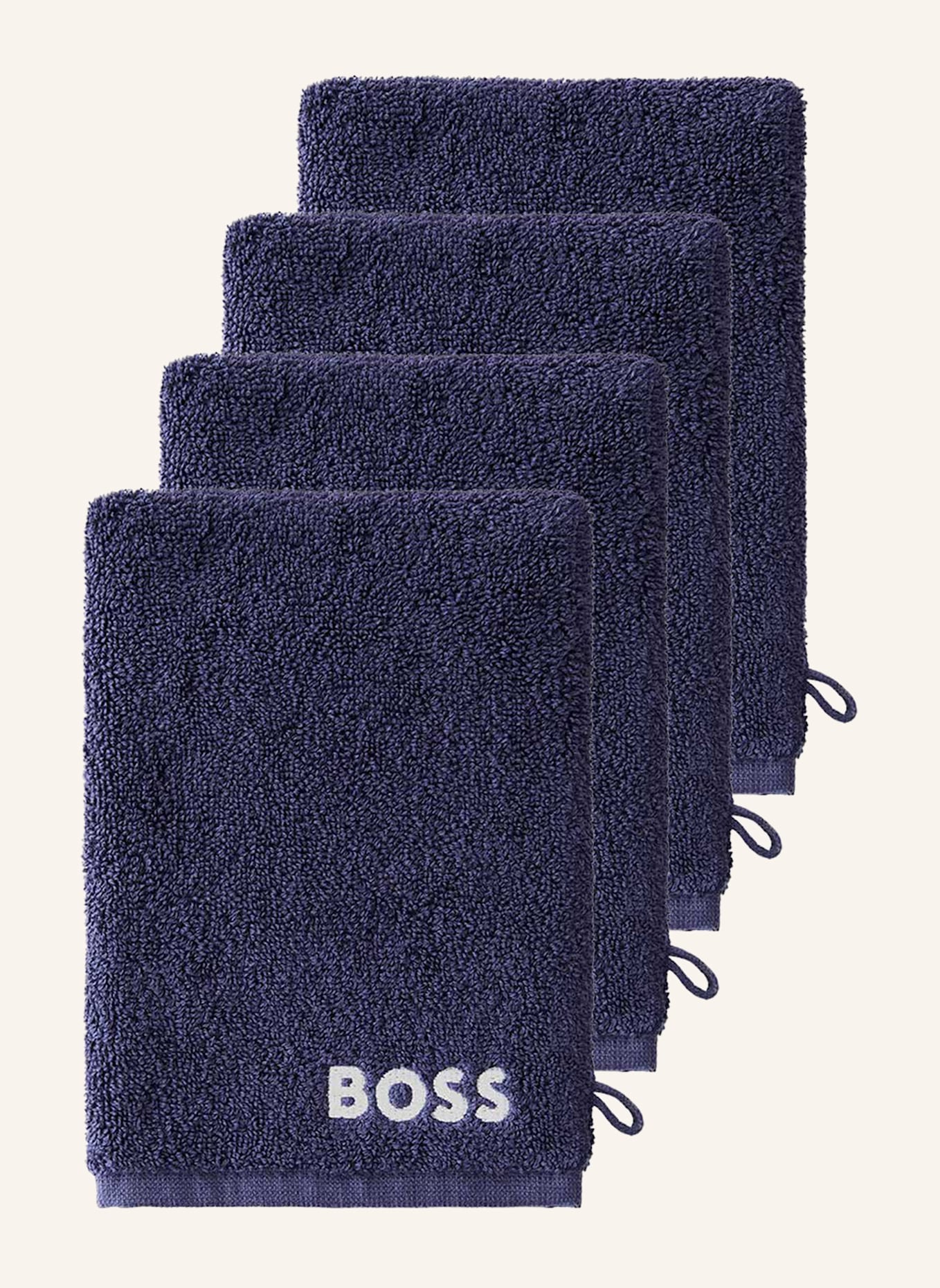 BOSS Waschhandschuh 4er Set PLAIN: DUNKELBLAU