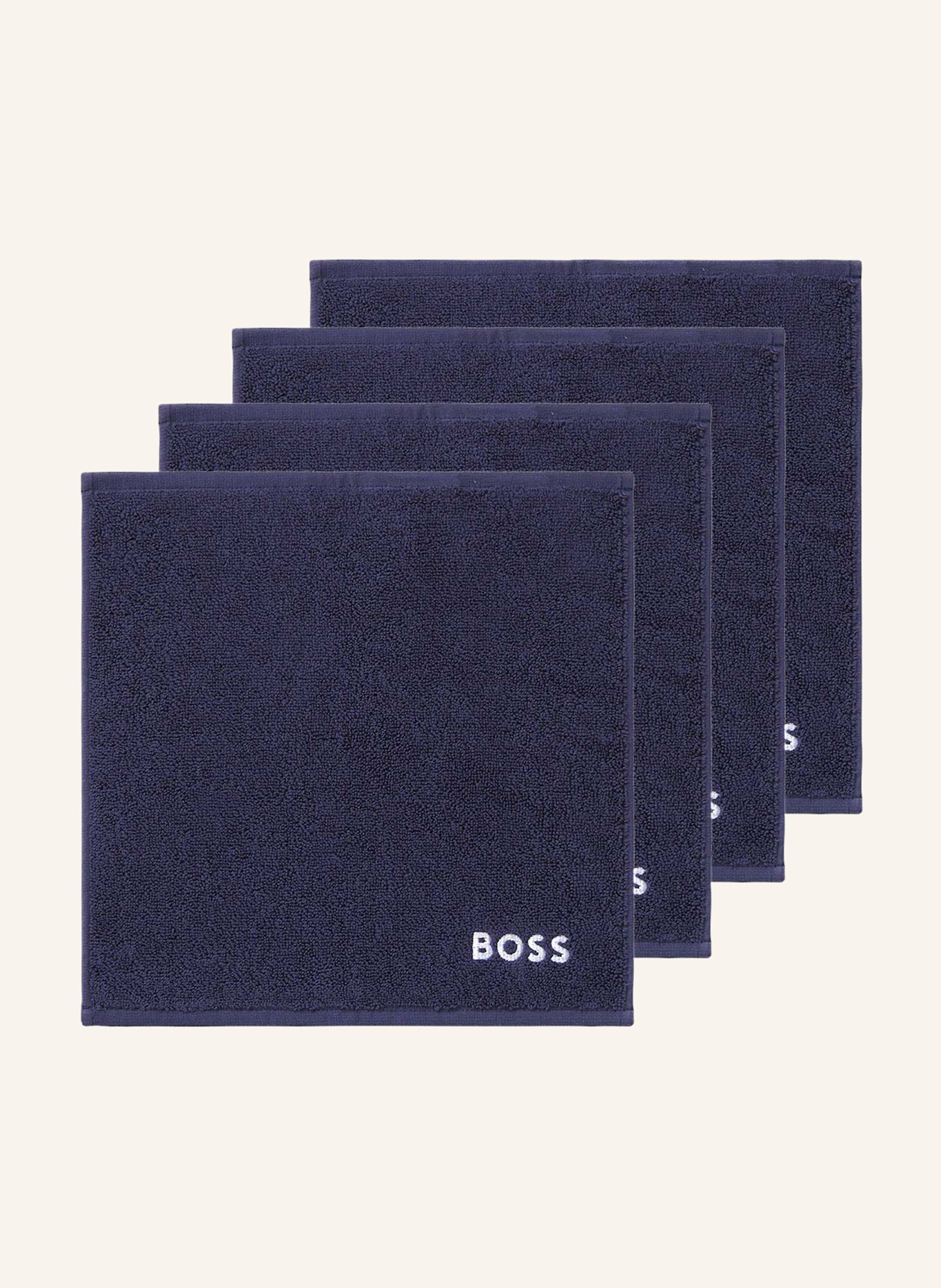 BOSS Waschlappen 4er Set PLAIN: DUNKELBLAU