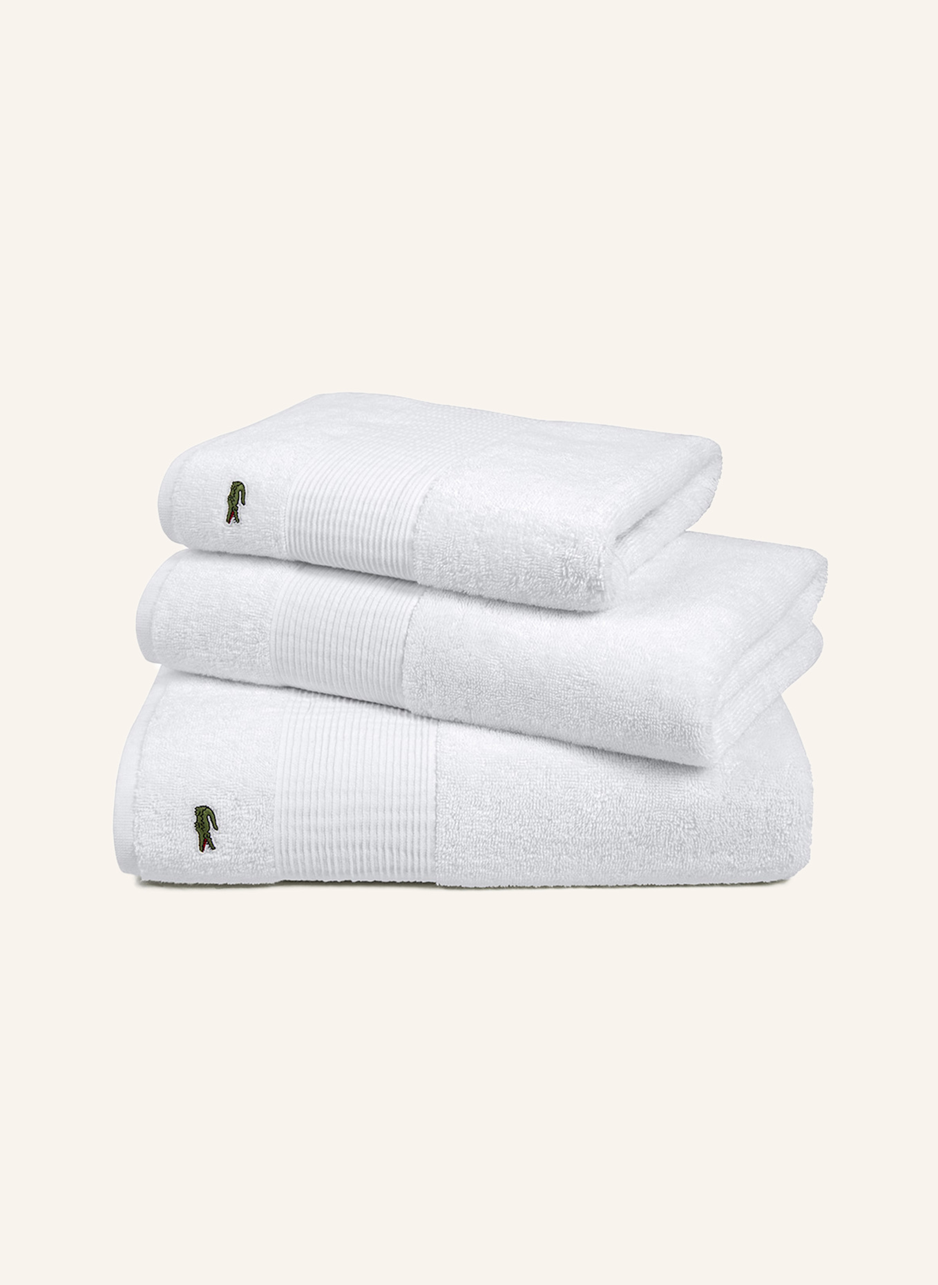 LACOSTE Waschhandschuh 4er Set LLECROCO: WEISS
