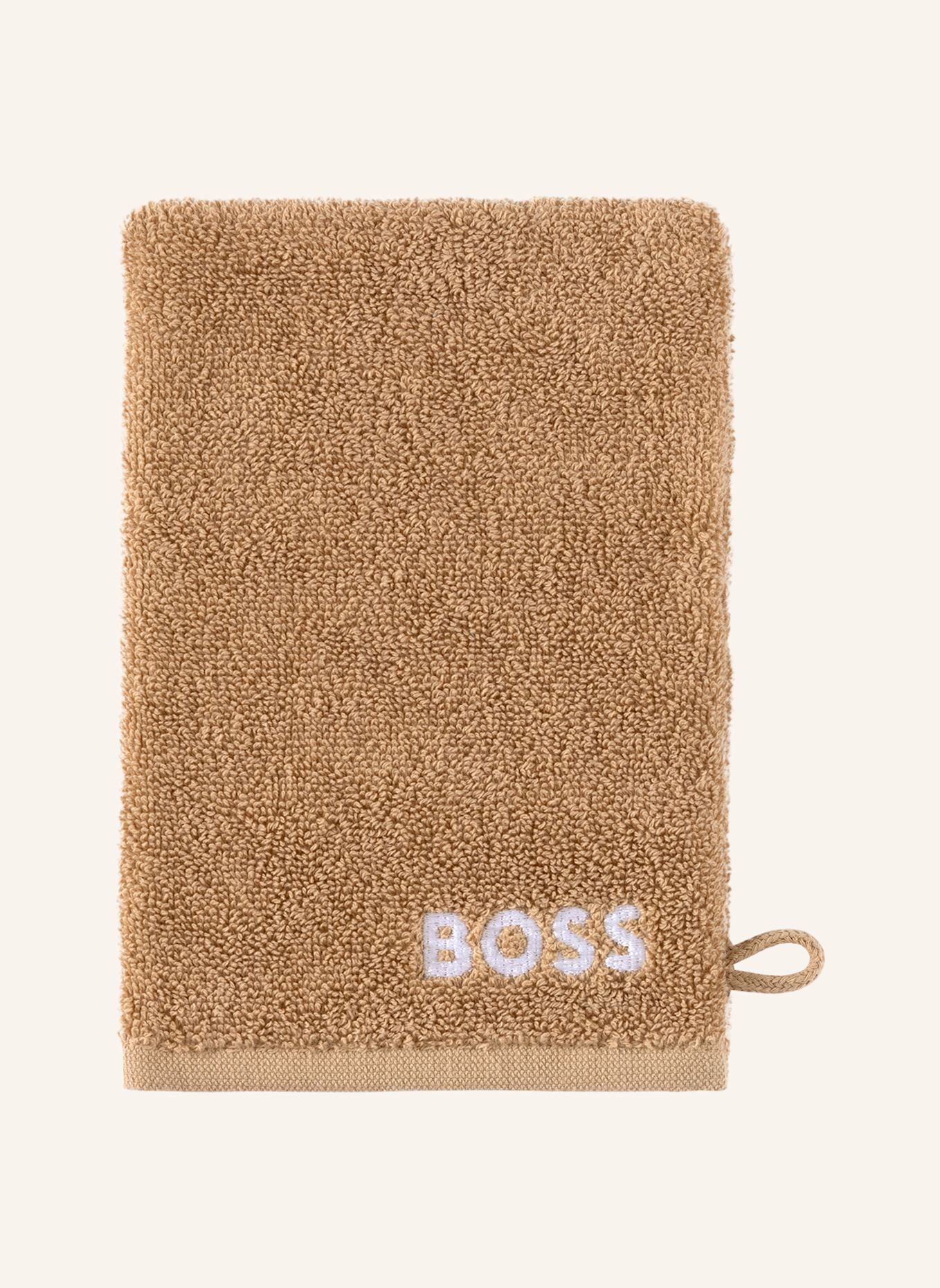 BOSS Waschhandschuh 4er Set PLAIN: HELLBRAUN
