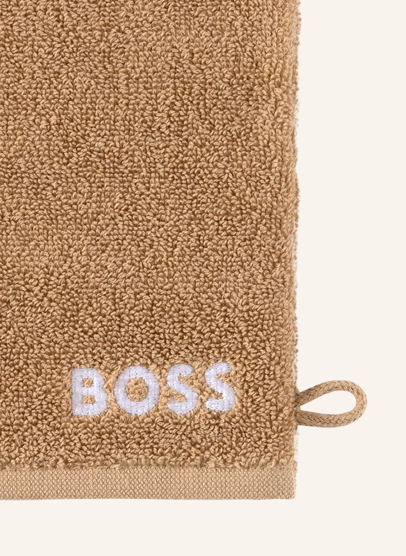 BOSS Waschhandschuh 4er Set PLAIN: HELLBRAUN