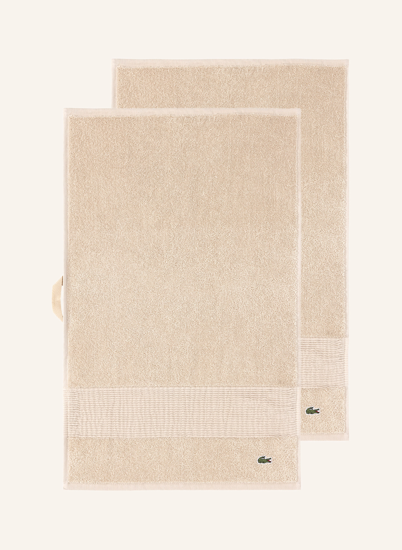 LACOSTE Gästetuch 2er Set LLECROCO: BRAUN
