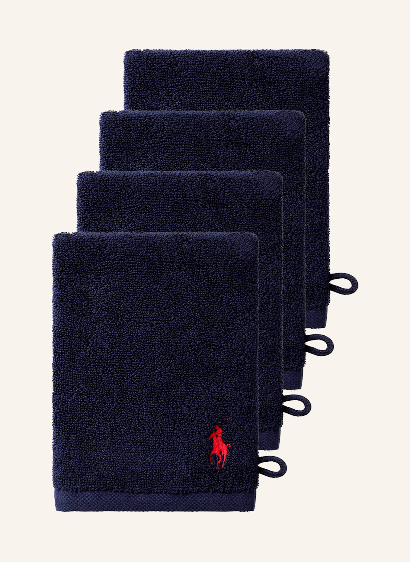 RALPH LAUREN HOME Waschhandschuh 4er Set POLOPLAYER: DUNKELBLAU