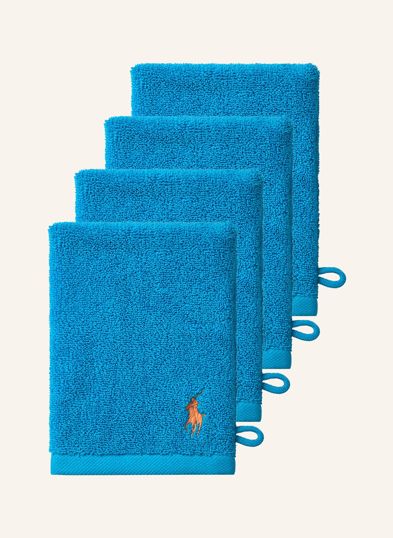 RALPH LAUREN HOME Waschhandschuh 4er Set POLOPLAYER: HELLBLAU