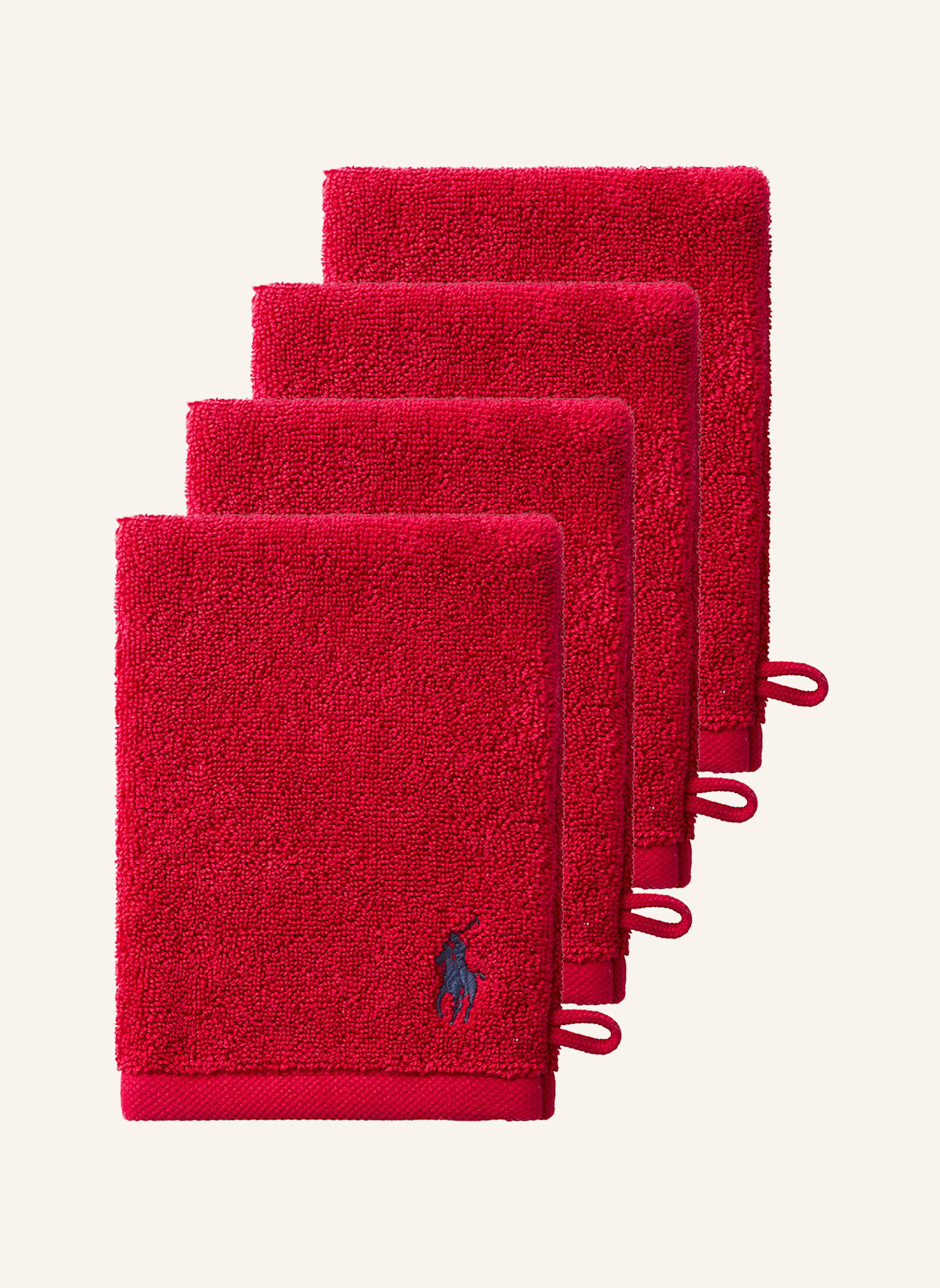 RALPH LAUREN HOME Waschhandschuh 4er Set POLOPLAYER: ROT