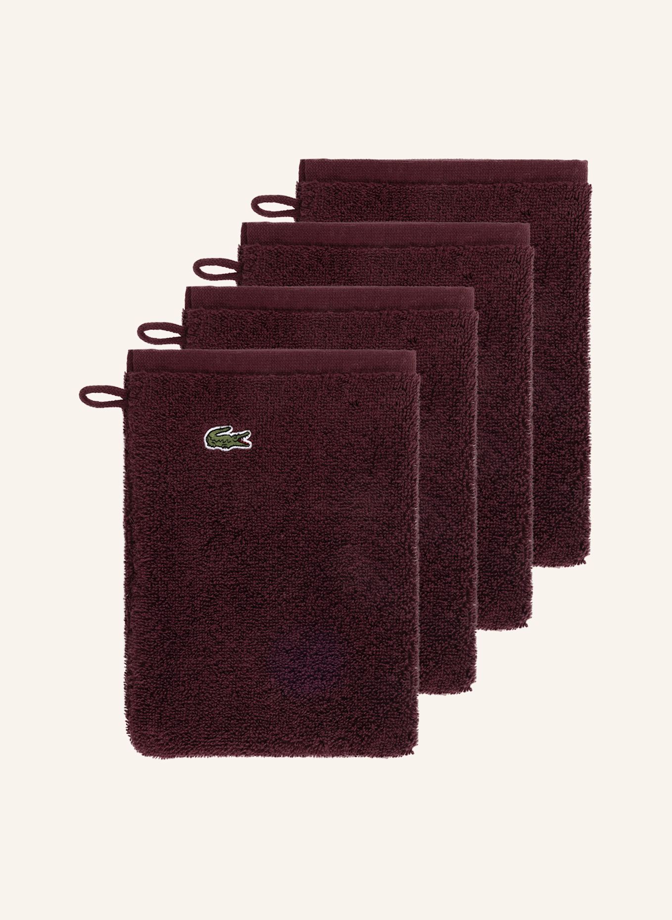 LACOSTE Waschhandschuh 4er Set LLECROCO: ROT