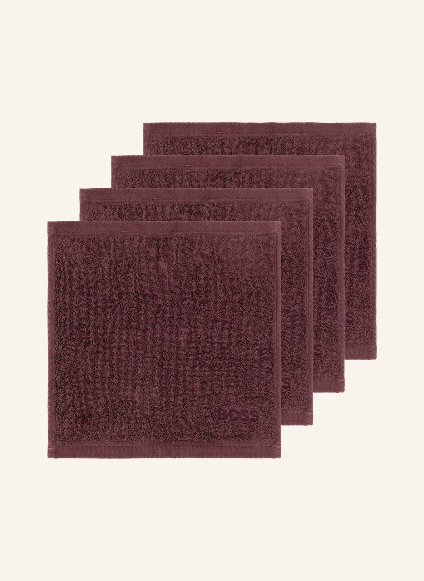 BOSS Waschlappen 4er Set LOFT: BRAUN